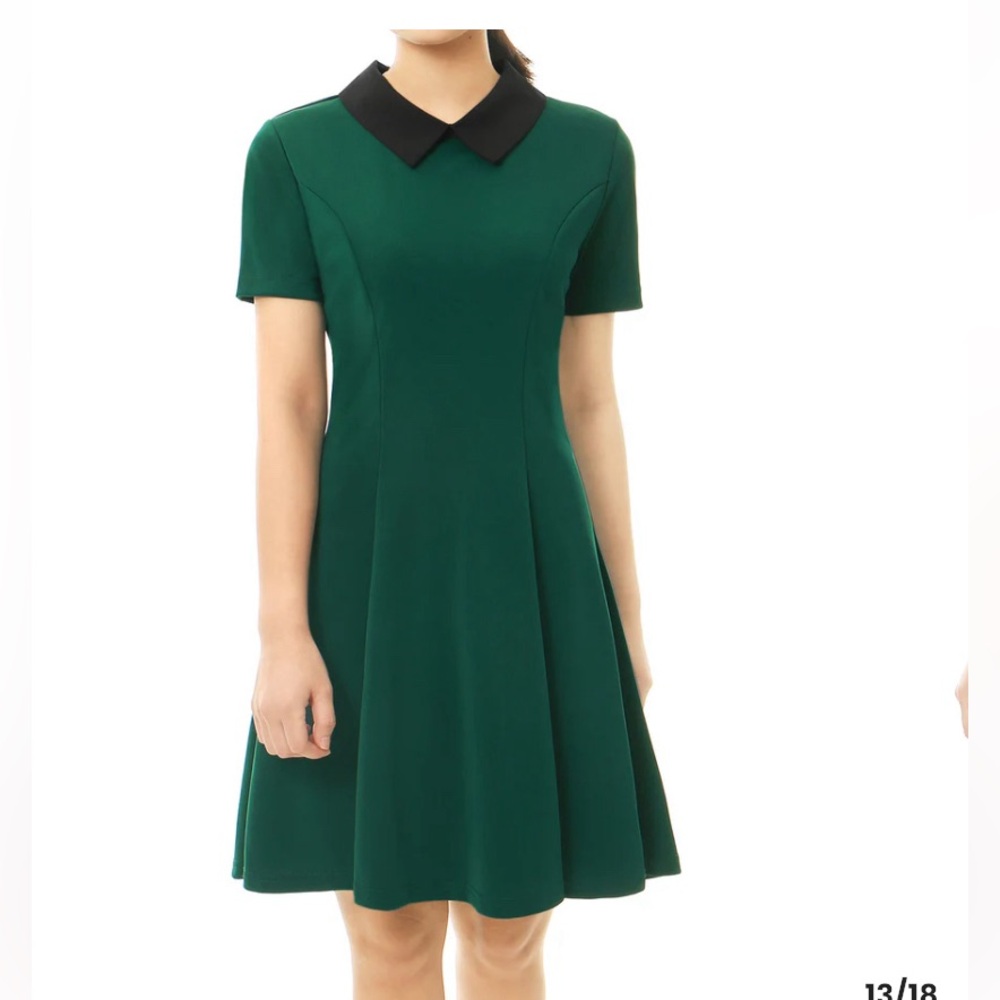 Allegra K • Mini Dress • S • short Sleeve • color neck • polyester • Spring